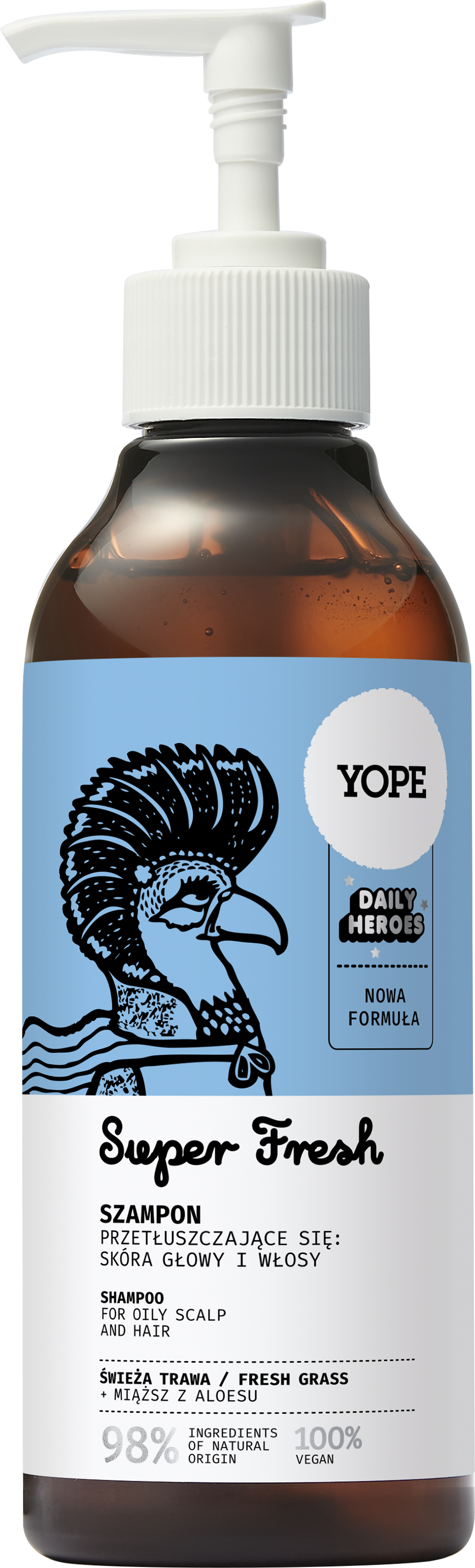 Yope Naturalny Szampon Do Włosów Przetłuszczających Się Świeża Trawa 98% 300ml