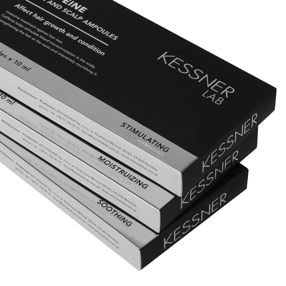 Zestaw ampułek Kessner Lab: Prebiotic, Moisturising, Caffeine