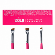 ZOLA MAGIC BROW BRUSHES Raspberry profesjonalny zestaw pędzli do brwi 3 szt.