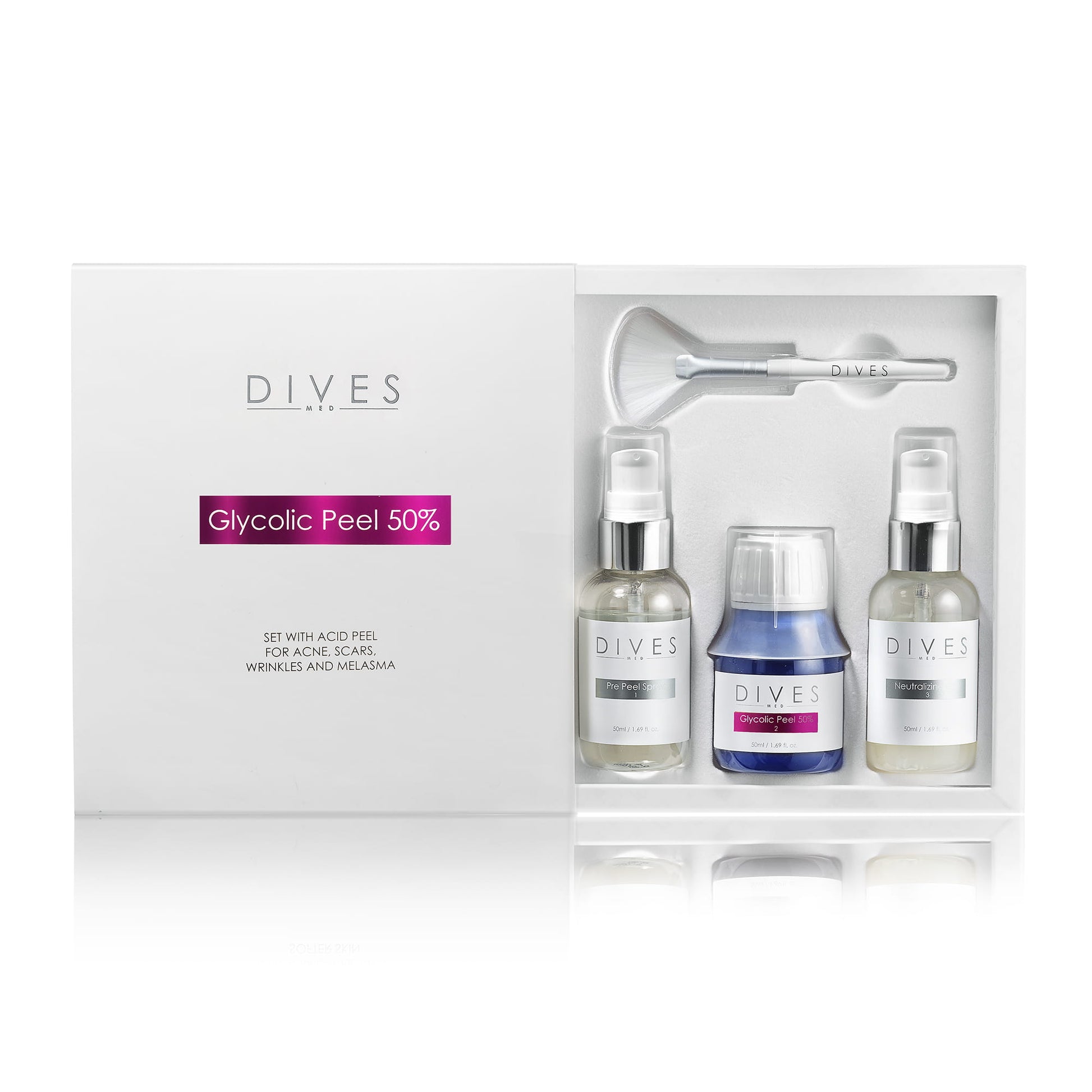 Dives Zestaw Profesjonalny Peeling Chemiczny Glycolic Peel 50% Na Bazie Kwasu Glikolowego