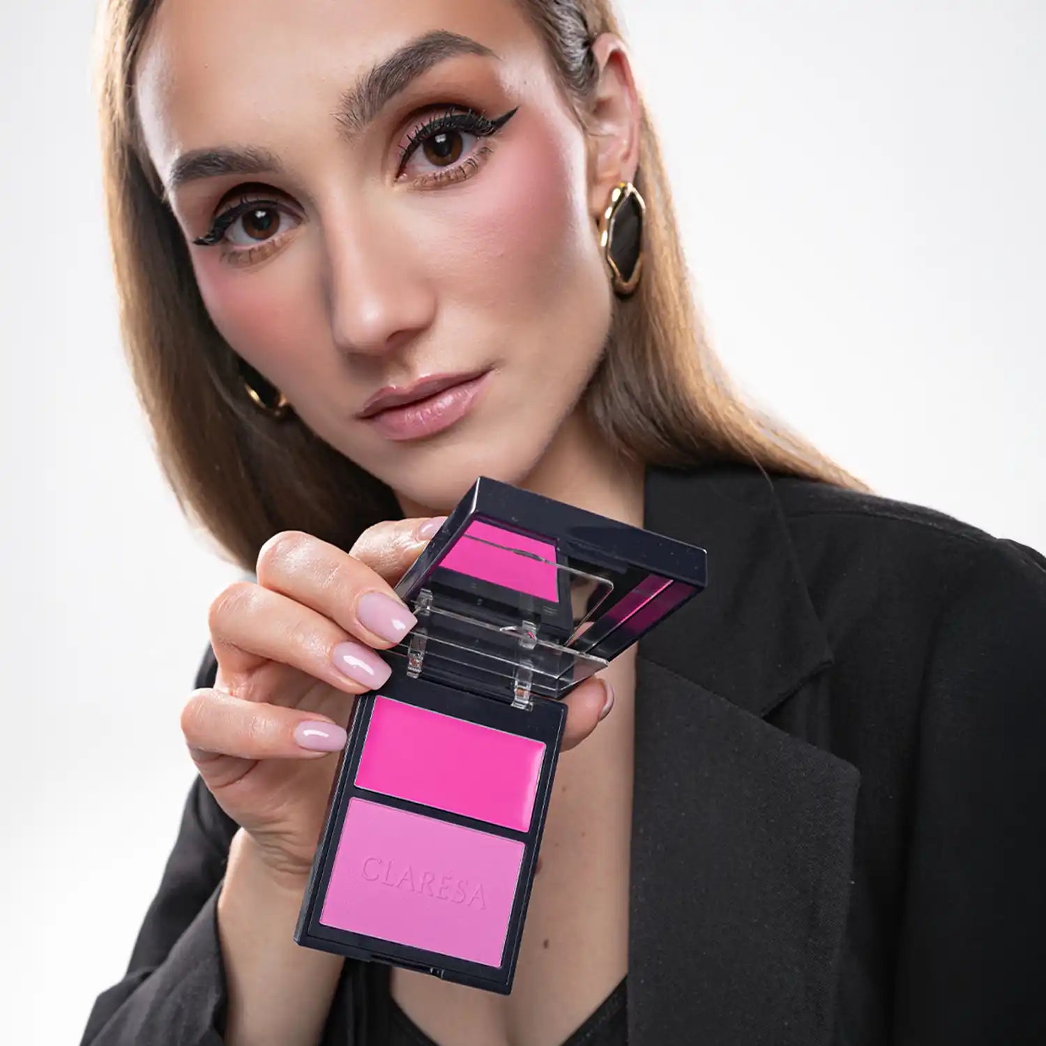 Claresa Duo Palette Creamy & Pressed - Blush, 01 Awesome Blossom, Kremowo-Pudrowa Paleta Do Konturowania - Róż 8,5g