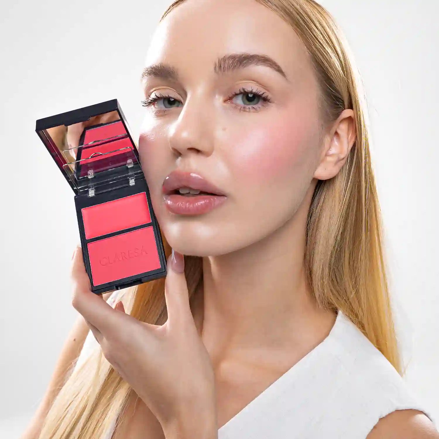 Claresa Duo Palette Creamy & Pressed - Blush 02 Candy Crush, Kremowo-Pudrowa Paleta Do Konturowania - Róż, 8,5g