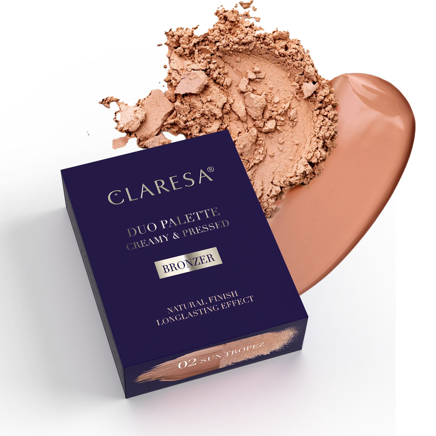 Claresa Duo Palette Creamy & Pressed - Bronzer 02 Sun Tropez Kremowo-Pudrowa Paleta Do Konturowania - Bronzer 8,5g