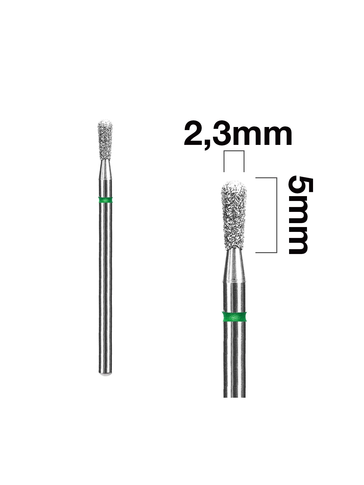Staleks Frez Diamentowy Zapałka Zielona EXPERT Średnica 2,3 Mm / Część Robocza 5 Mm