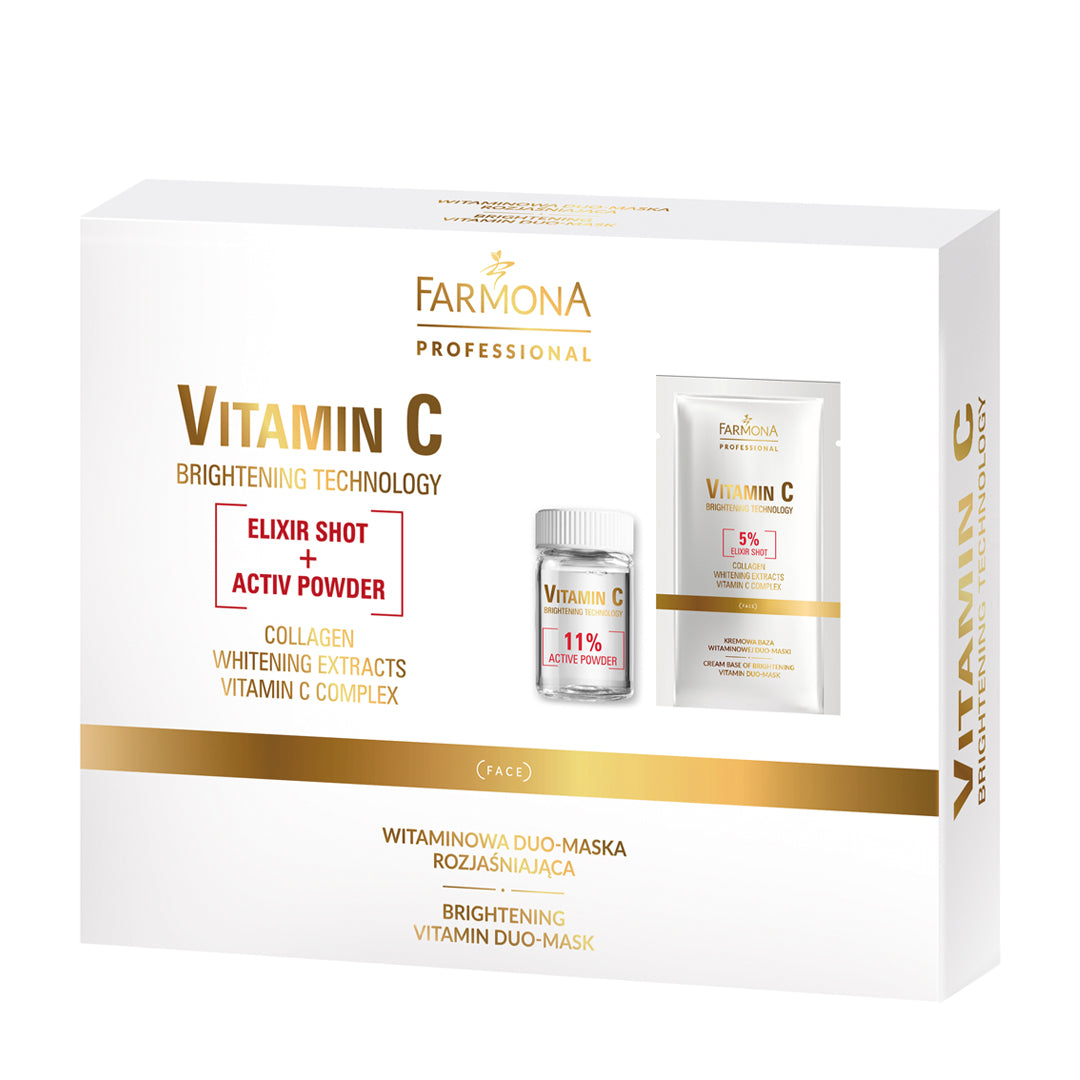 Farmona Vitamin C Witaminowa Duo-Maska Rozjaśniająca Do Twarzy, 5x2g+5x12g