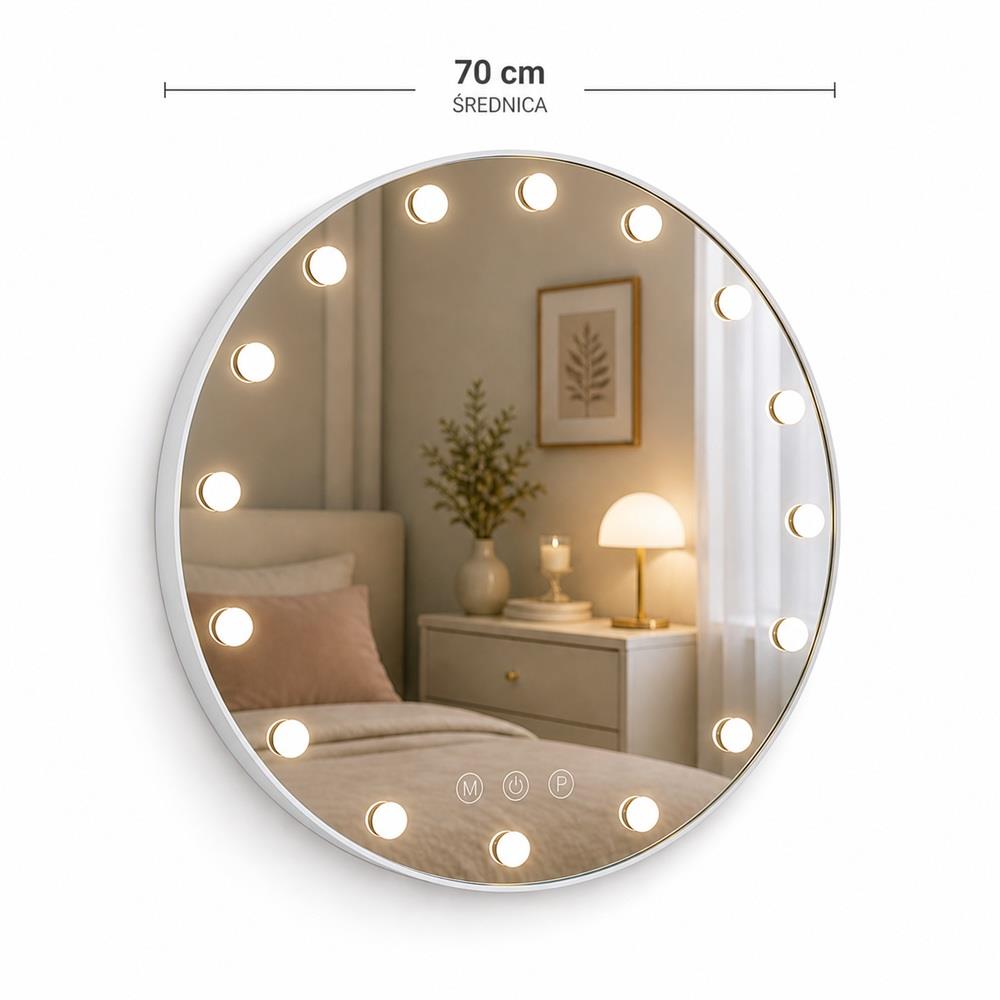 Lustro podświetlane LED HOLLYWOOD śr 70cm WA-80Z