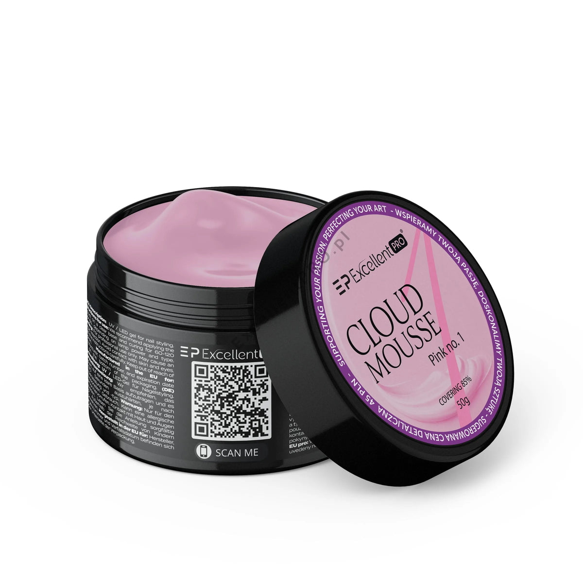 Excellent Pro Cloud Mousse Pink No.1 twardy żel budujący do przedłużeń 50 g
