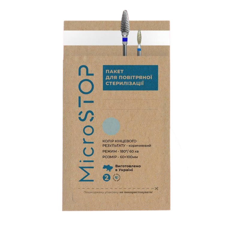 MicroSTOP 60x100 mm ECO - Torebki Do Sterylizacji W Autoklawie Lub Gorącym Powietrzem Z Indykatorem Sterylizacji, 100 Szt