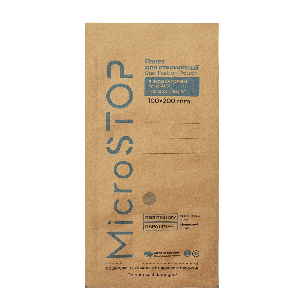 MicroSTOP 100x200 mm ECO - Torebki Do Sterylizacji W Autoklawie Lub Gorącym Powietrzem Z Indykatorem Sterylizacji, 100 Szt
