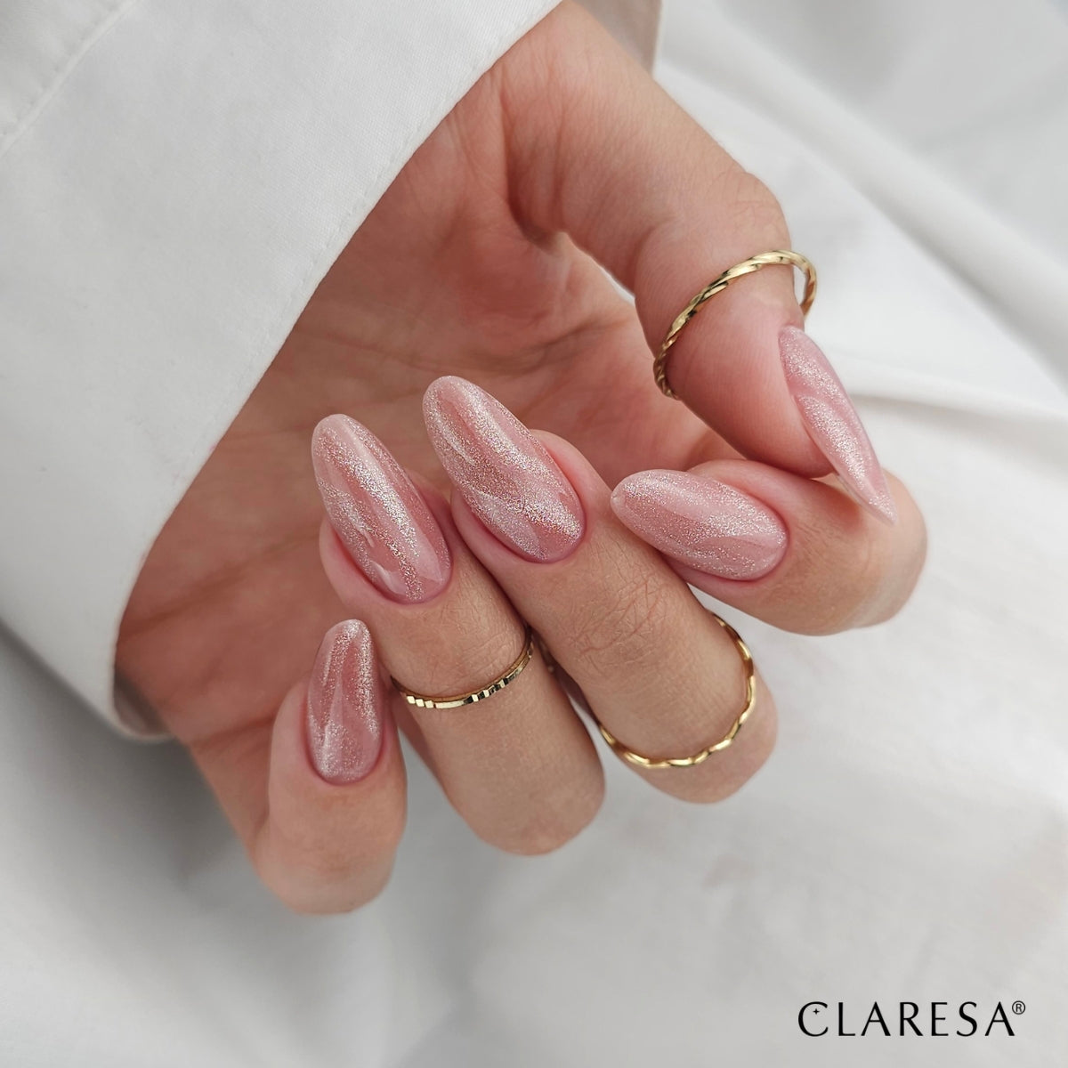 Claresa - Lakier Hybrydowy Nude Glow Cat Eye Light Peach 5g