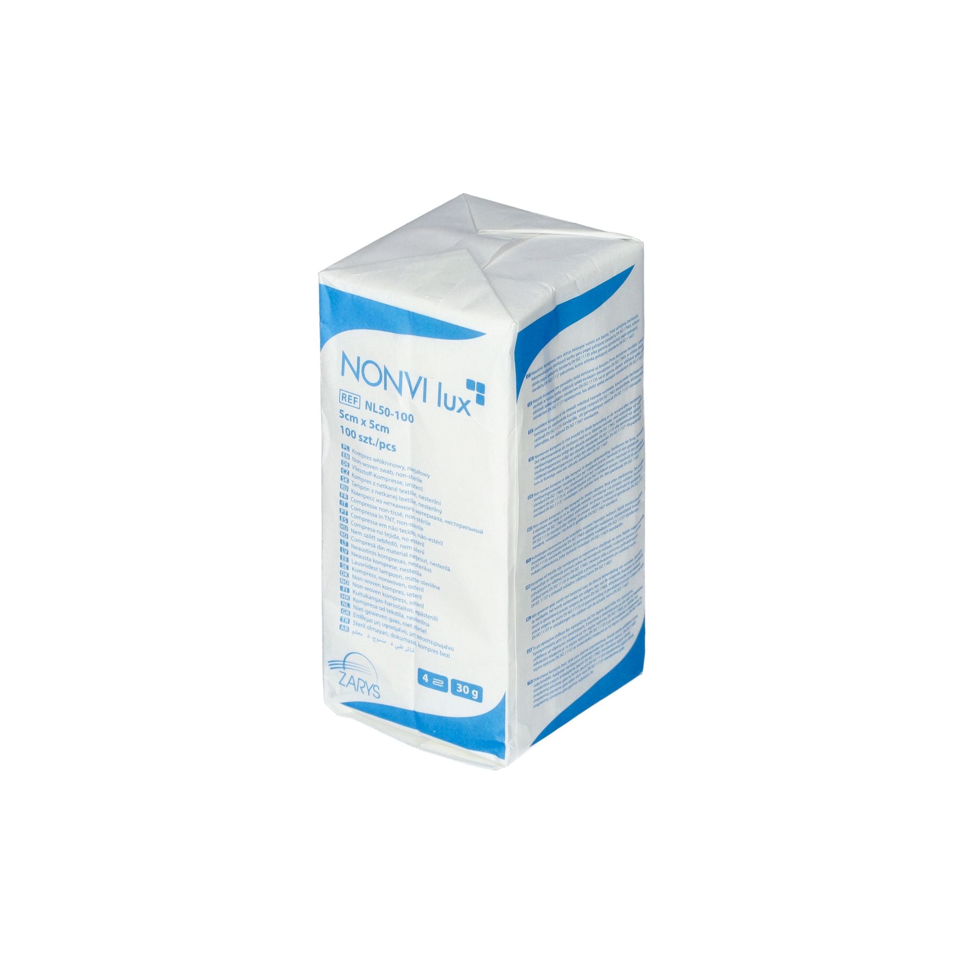 NONVI Lux - Kompres Włókninowy, Niejałowy, 30G, 4W, 5cm X 5cm X 100 Szt.