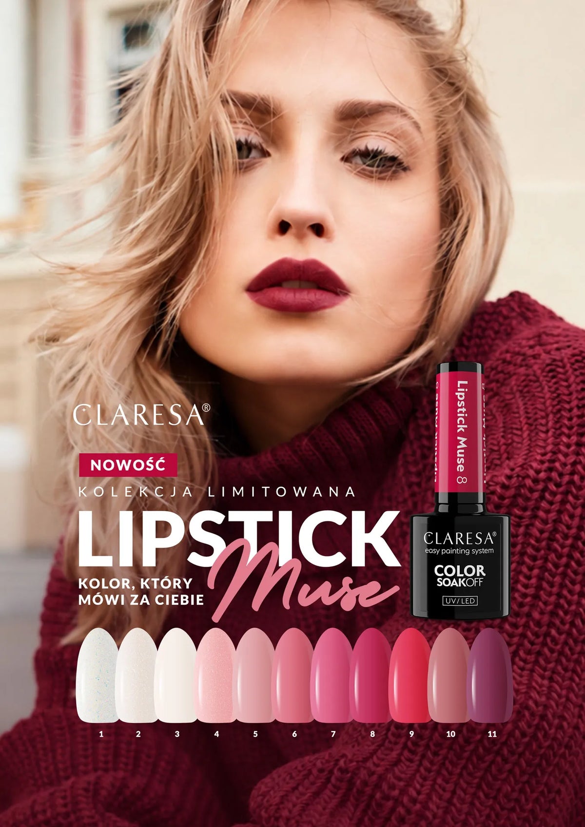 Claresa Lakier hybrydowy Lipstick Muse 5 Pudrowy róż 5 g