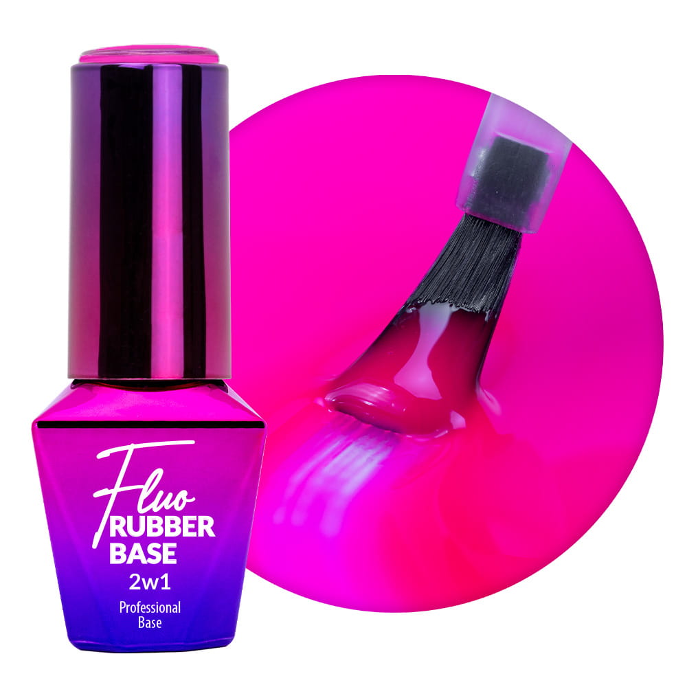 Molly Lac Mollylac Baza Kauczukowa Do Lakierów Hybrydowych Neonowa Rubber Base 2w1 Fluo Exotica 10 g Nr 6