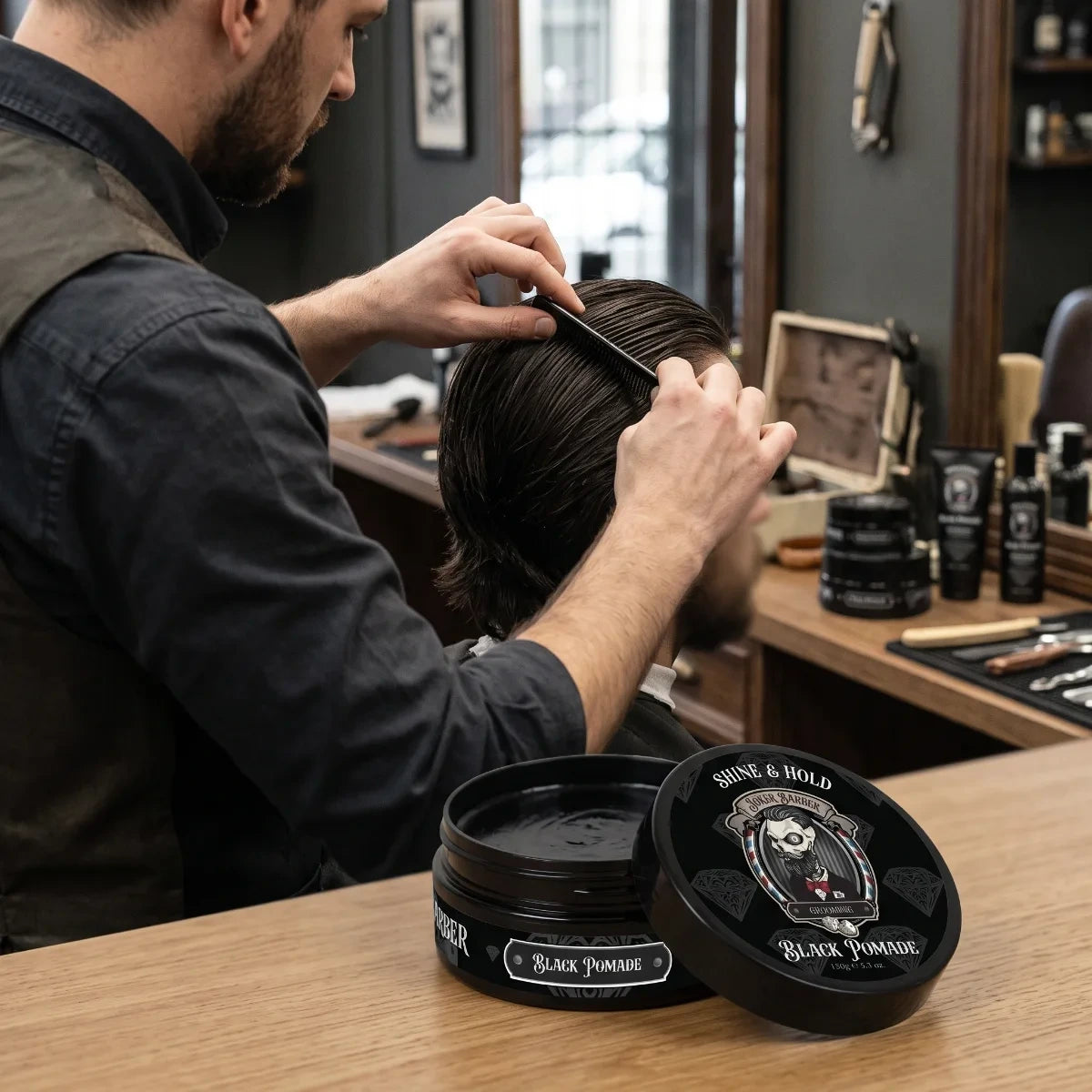 Joker Barber Black Pomade czarna pomada do włosów i siwizny 150 ml