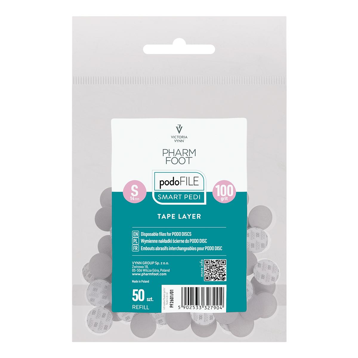 Pharm Foot Podo File Refill Tape Layer 100, S Wymienne Nakładki Ścierne Na Podo Disc 50 Szt. W Woreczku
