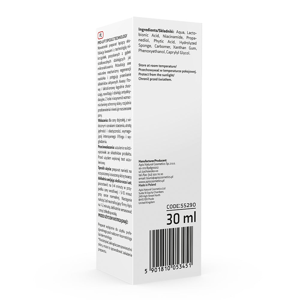 Apis Pro-Lift Spicule Technology Kwas Laktobionowy + Kwas Fitowy Z Mikroigiełkami / 30 Ml
