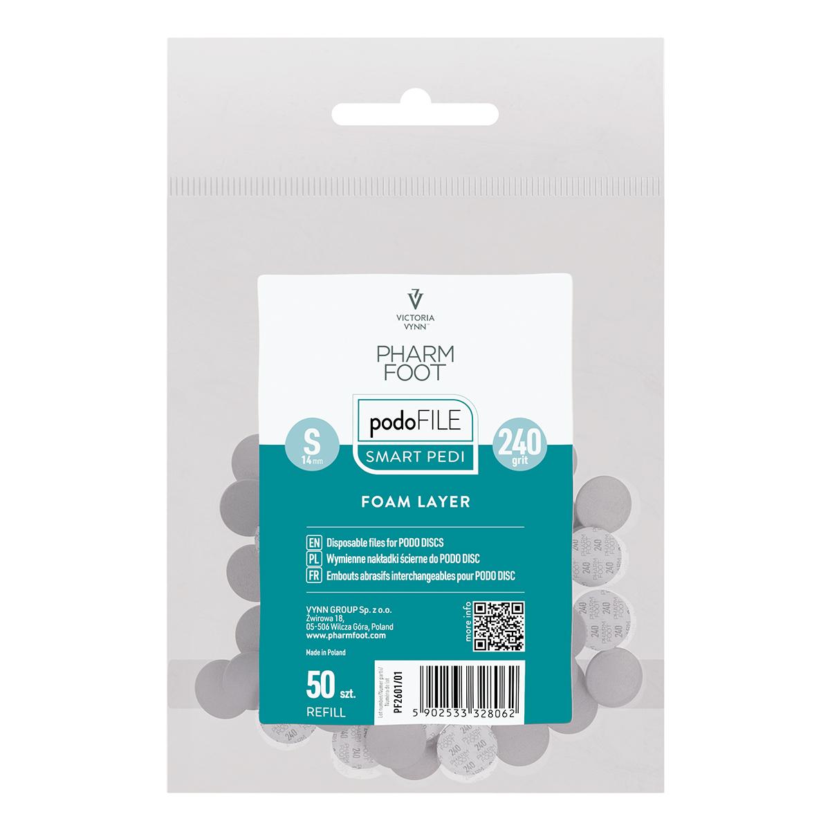Pharm Foot Podo File Refill Foam Layer 240, S Wymienne Nakładki Ścierne Na Podo Disc 50 Szt. W Woreczku