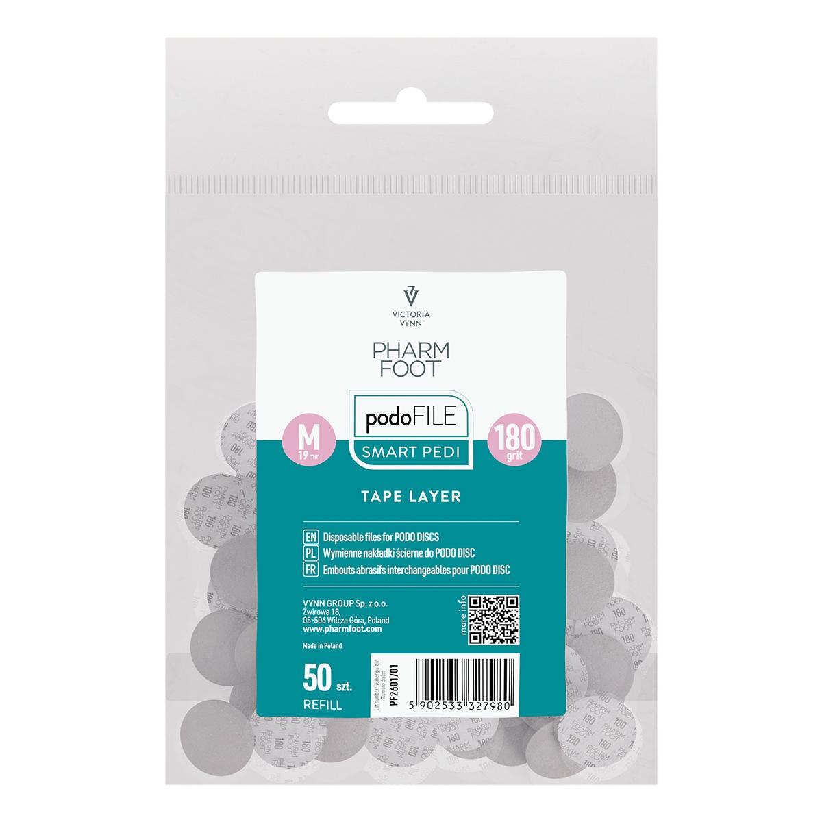 Pharm Foot Podo File Refill Tape Layer 180, M Wymienne Nakładki Ścierne Na Podo Disc 50 Szt. W Woreczku