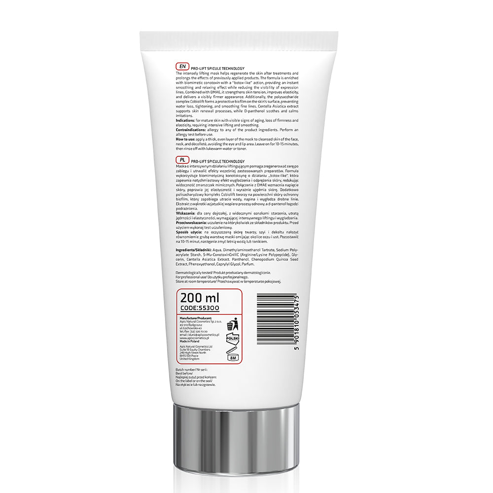 Apis Pro-Lift Spicule Technology Liftingująca Maska Żelowa Z Dmae I Biomimetyczną „Konotoksyną” / 200 Ml