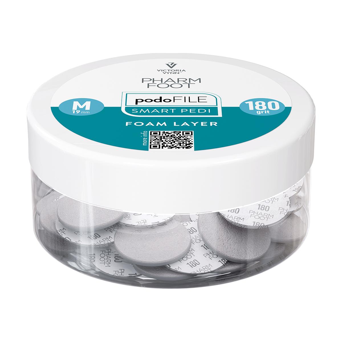 Pharm Foot Podo File Foam Layer 180, M Wymienne Nakładki Ścierne Na Podo Disc 50 Szt. W Słoiczku