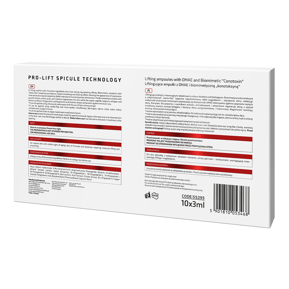Apis Pro-Lift Spicule Technology Liftingujące Ampułki Z Dmae I Biomimetyczną „Konotoksyną” / 10x3 Ml