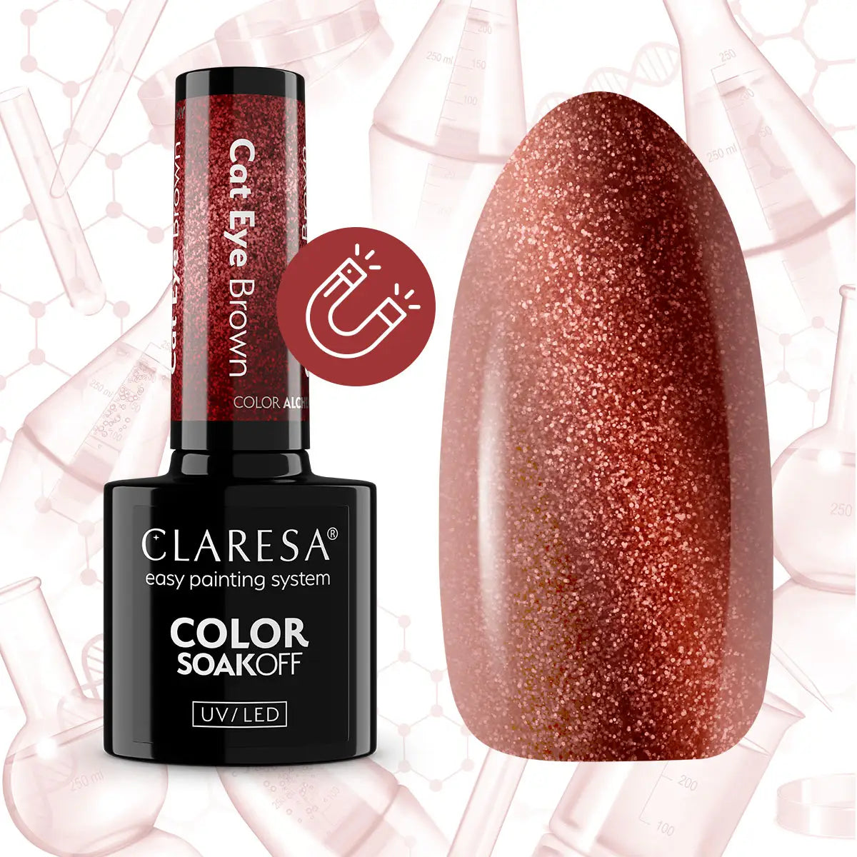 Claresa - Lakier Hybrydowy Cat Eye Brown 5g