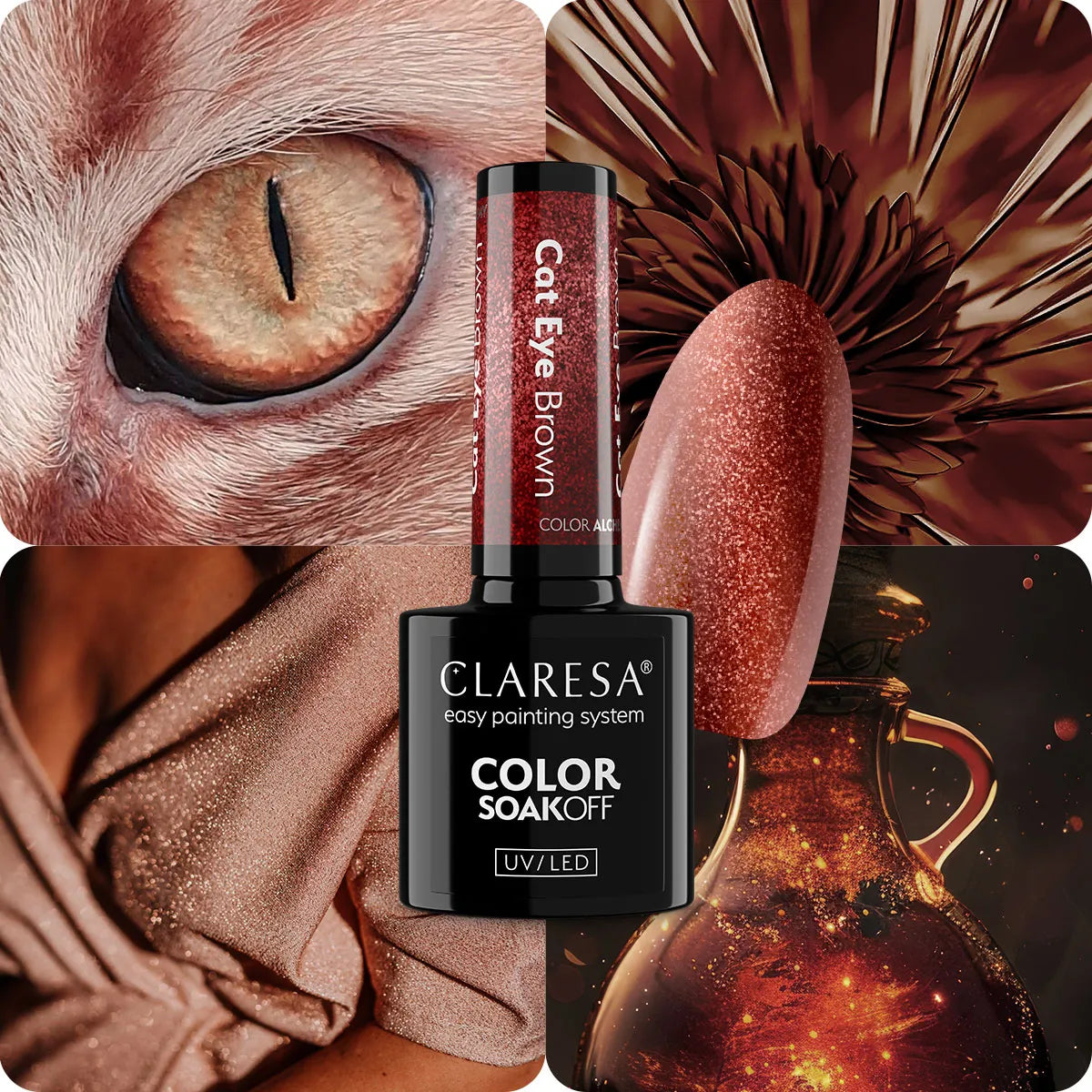 Claresa - Lakier Hybrydowy Cat Eye Brown 5g