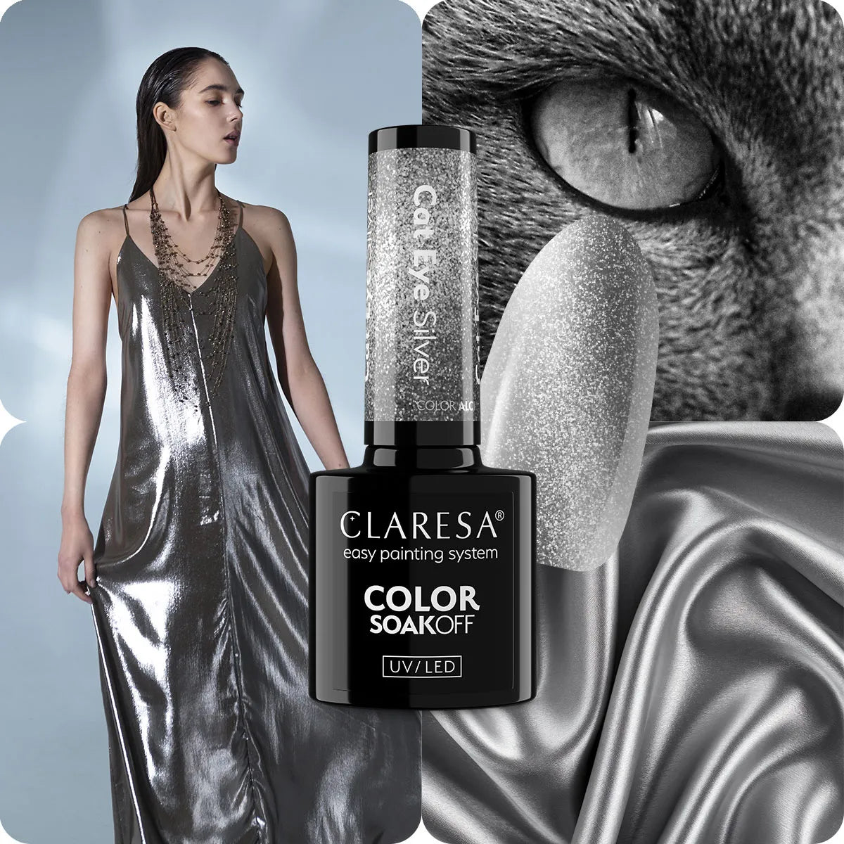 Claresa - Lakier Hybrydowy Cat Eye Silver 5g