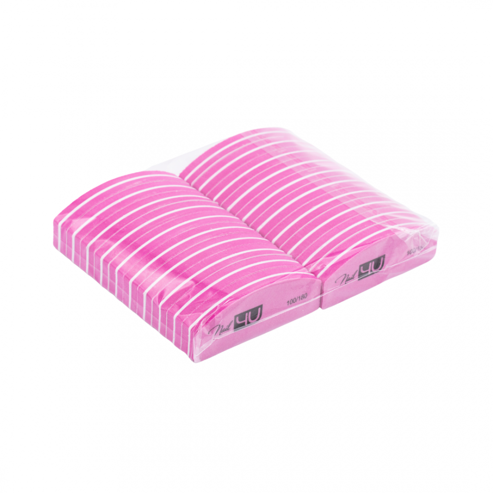Nail4U Mini Polerka Candy Pink 100/180 Łódka (Komplet 20 Sztuk)
