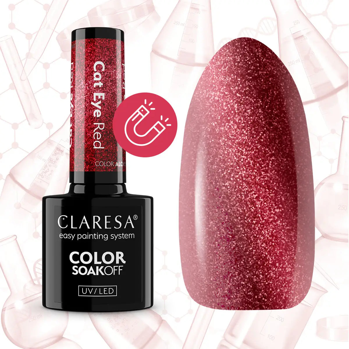 Claresa - Lakier Hybrydowy Cat Eye Red 5g