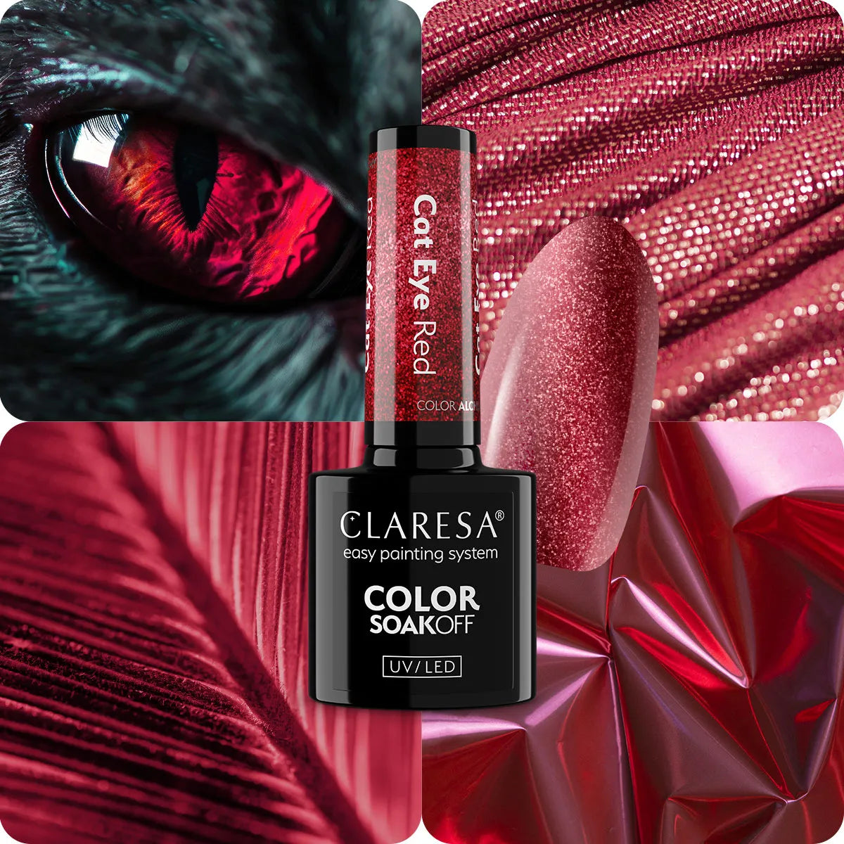 Claresa - Lakier Hybrydowy Cat Eye Red 5g