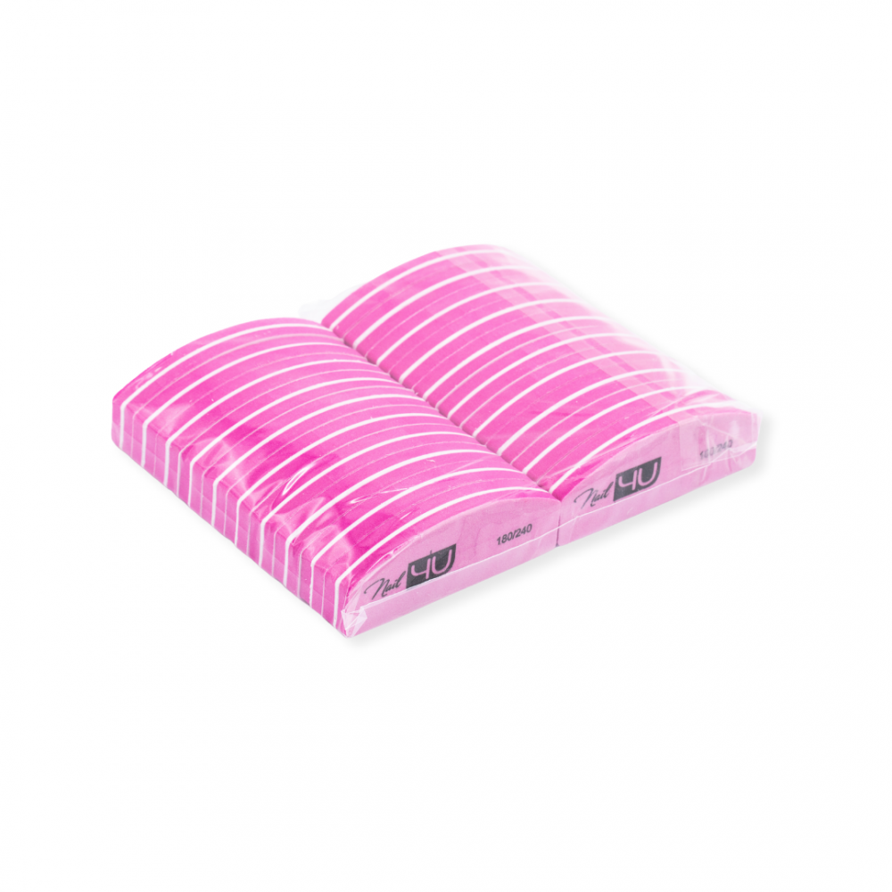 Nail4U Mini Polerka Candy Pink 180/240 Łódka (Komplet 20 Sztuk)