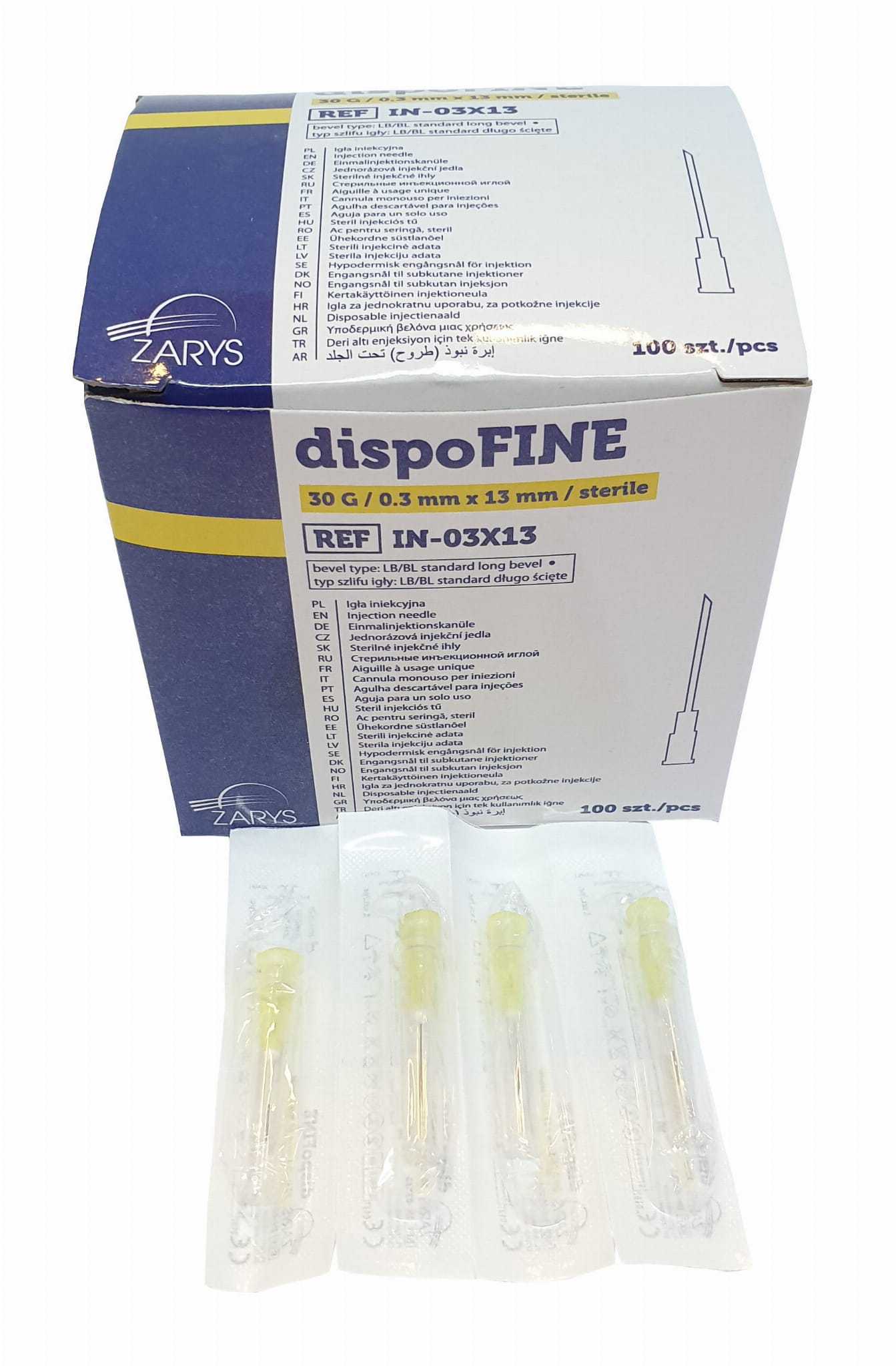 Igły Iniekcyjne Dispofine 0,3 X 13 30g X 1/2" Żółte (100 Szt.)