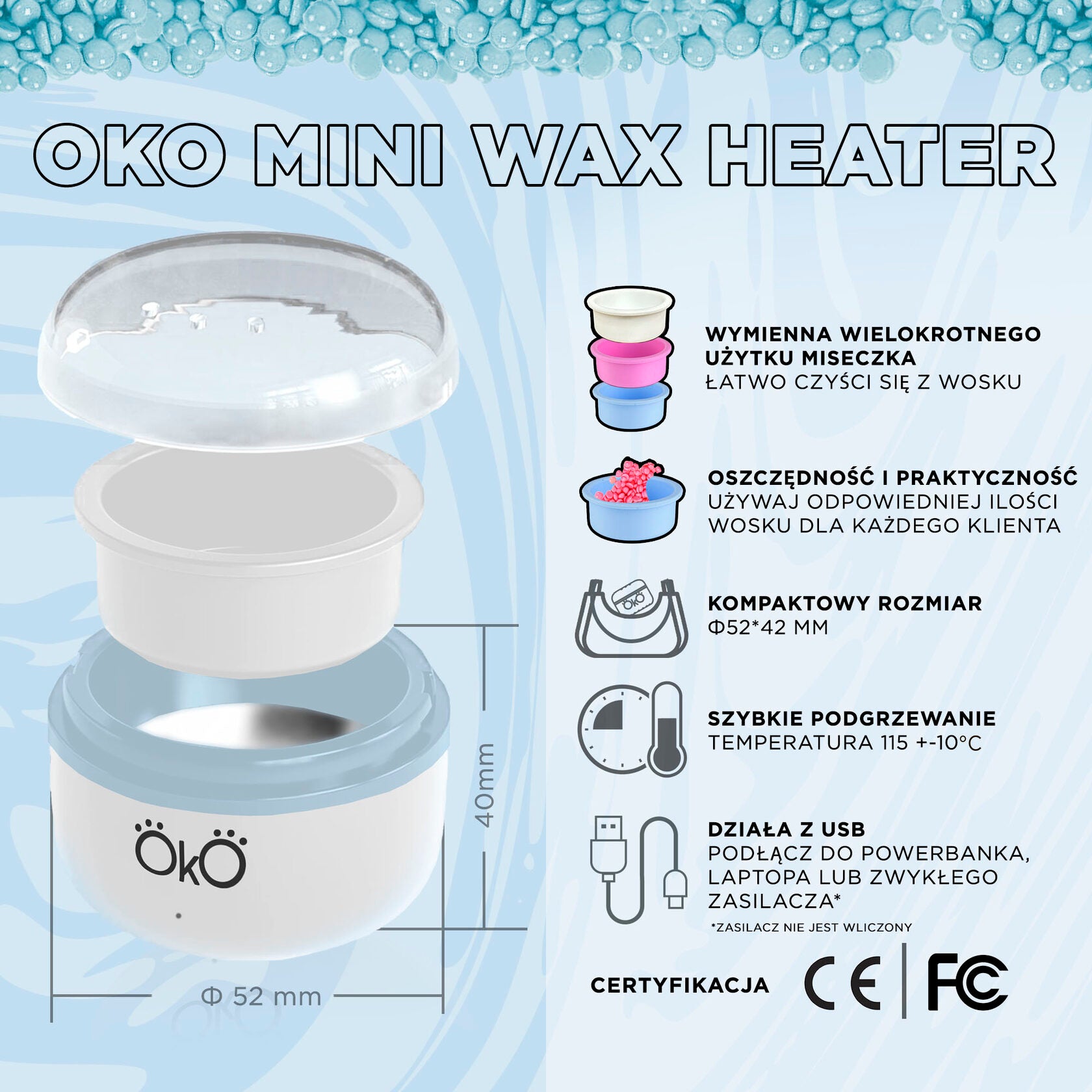 OKO Podgrzewacz Do Wosku OKO Mini Wax Heater, Biały