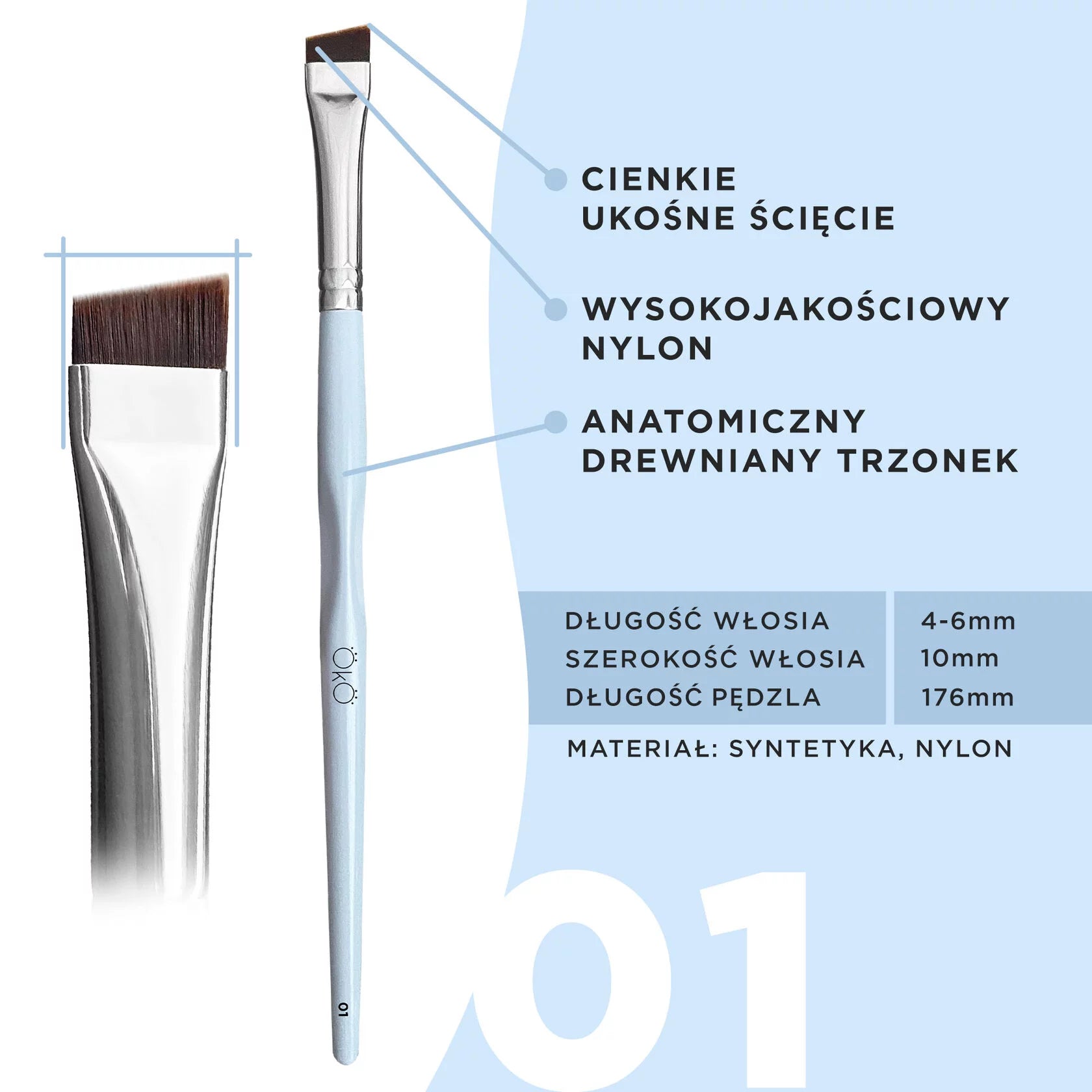 OKO Pędzelek Duży Skośny Angled Brush #1