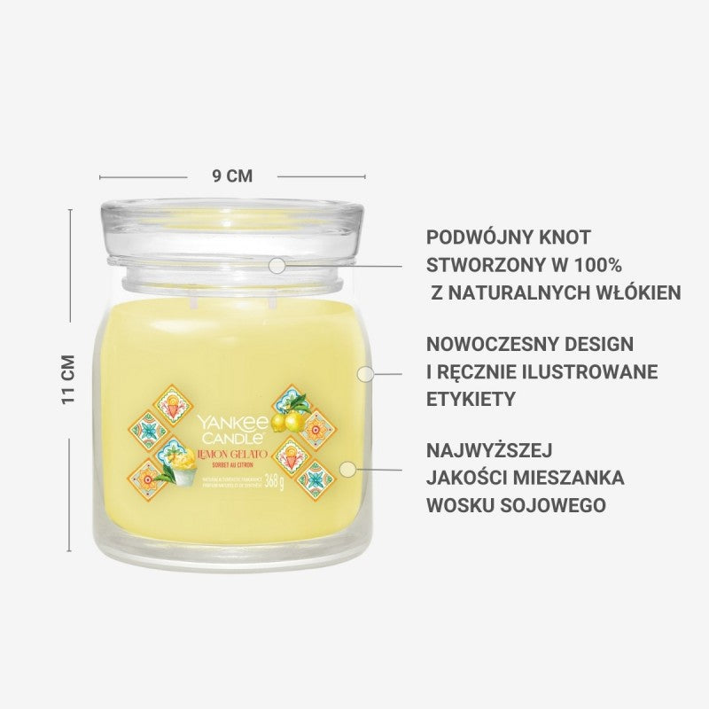 Yankee Candle Świeca Zapachowa Lemon Gelato Słoik Średni