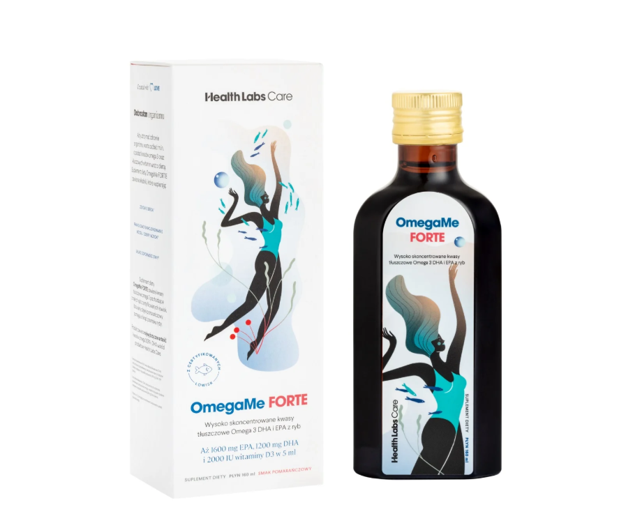 Health Labs Care OmegaMe FORTE Wysoko Skoncentrowane Kwasy Omega 3 DHA I EPA Z Ryb W Płynie 160 ml