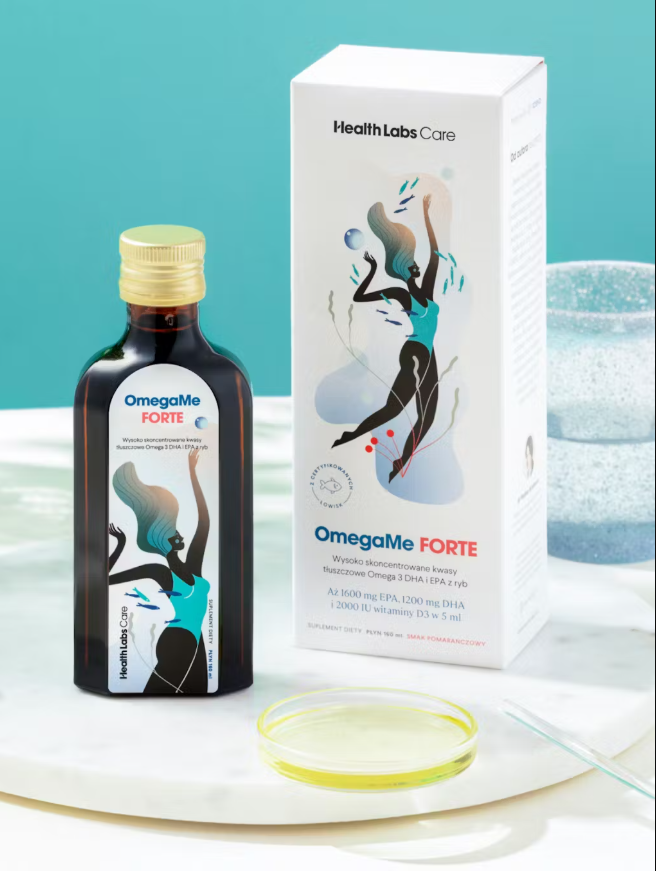 Health Labs Care OmegaMe FORTE Wysoko Skoncentrowane Kwasy Omega 3 DHA I EPA Z Ryb W Płynie 160 ml