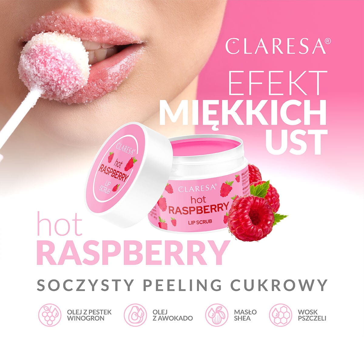 Claresa Peeling Do Ust Saucy Lips Hot Raspberry 15g