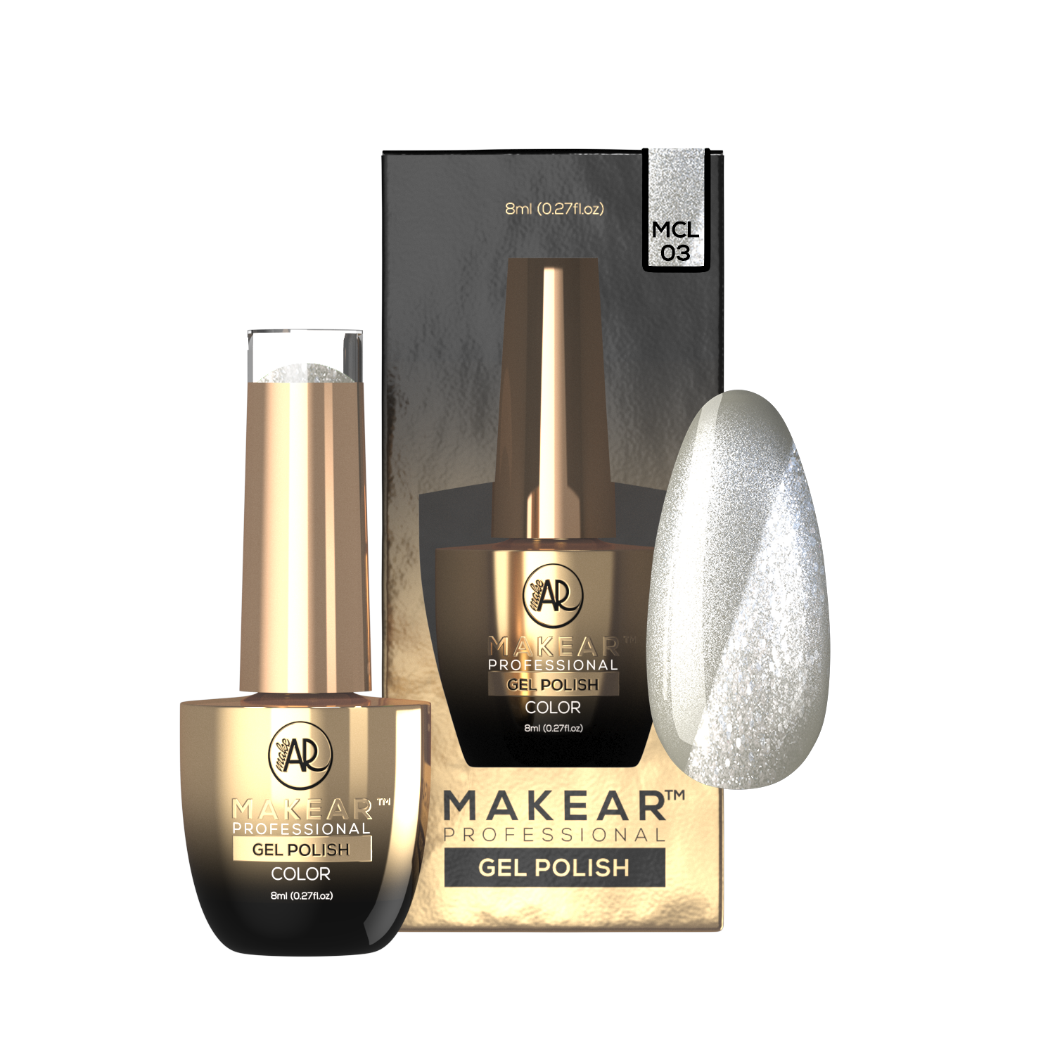 Makear Lakier Hybrydowy MCL03 Silver Purr 8 ml