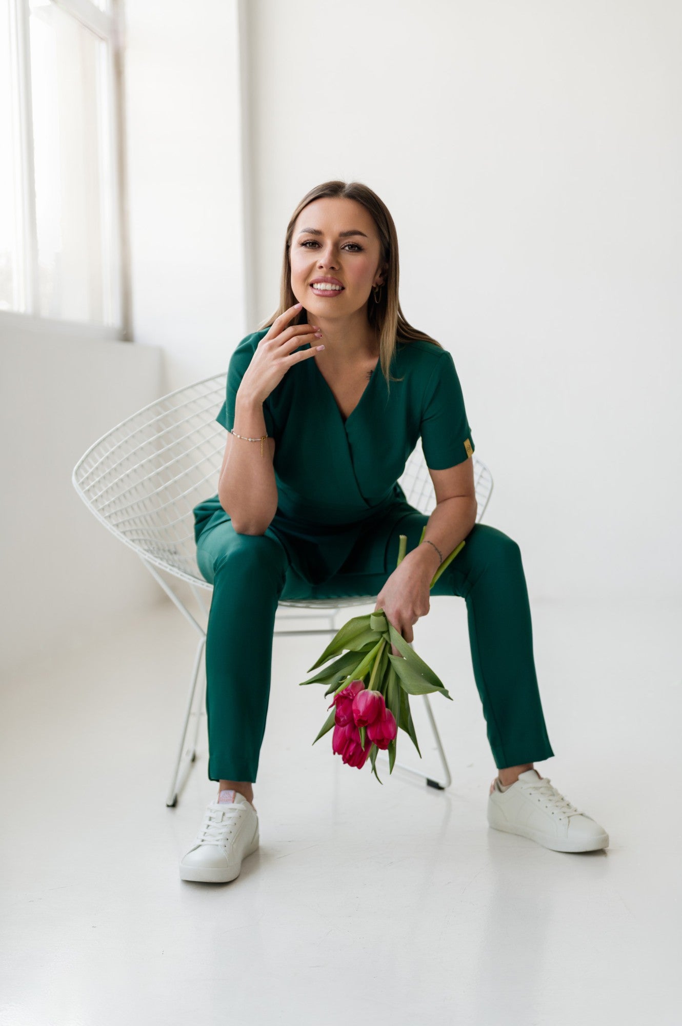 Rena Fartuszek Tunika Wiązana Nr 194 Butelkowa Zieleń