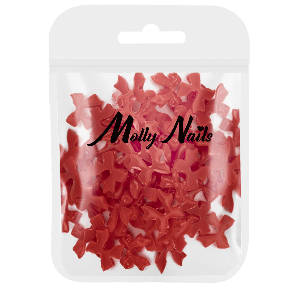 Molly Nails Ozdoby Do Paznokci Kokardki 3D Czerwone 100 Szt