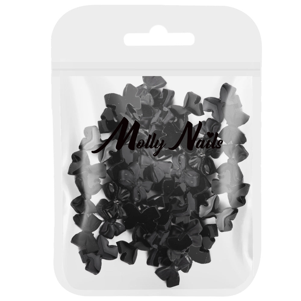 Molly Nails Ozdoby Do Paznokci Kokardki 3D Czarne 100 Szt