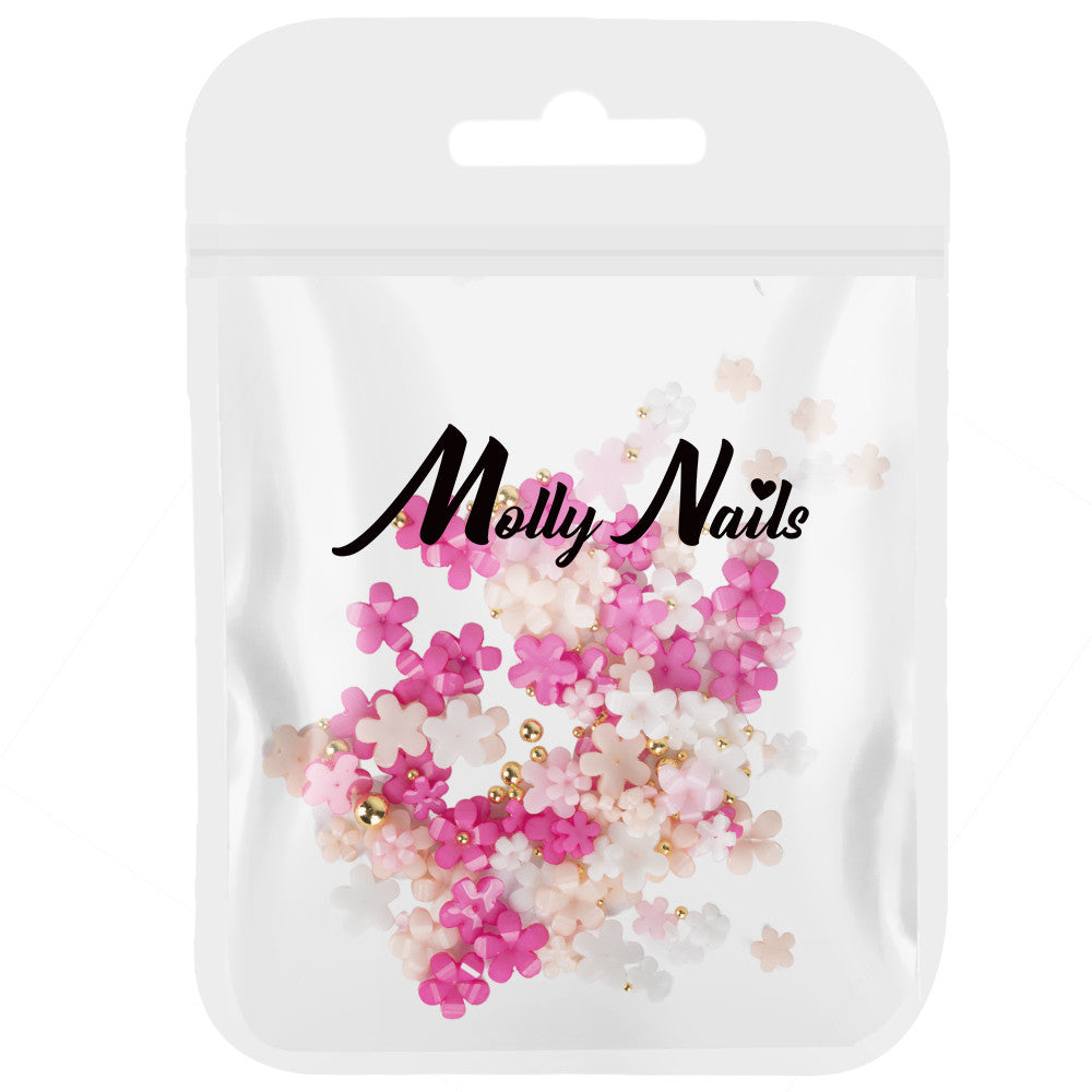 Molly Nails Ozdoby Do Paznokci Kwiatki Akrylowe + Kulki Mix Kolorów 150 Sztuk Nr 1