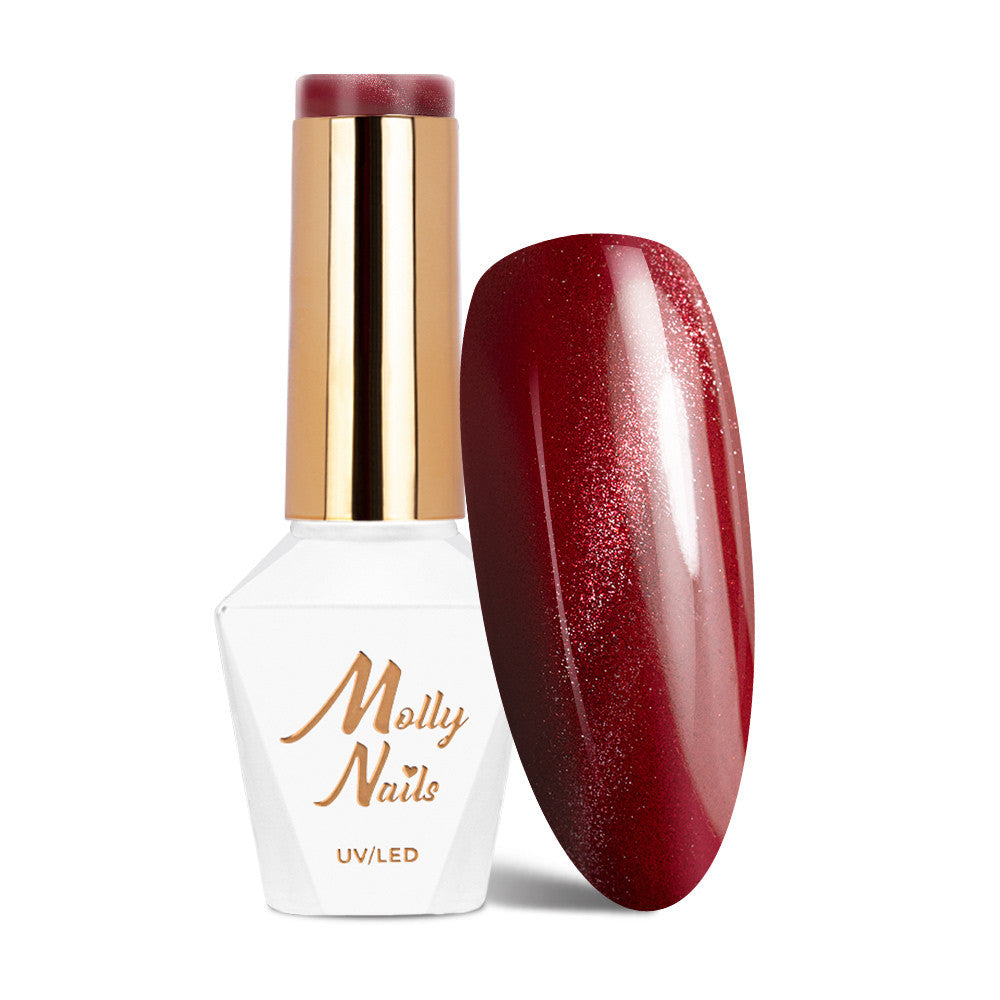 Molly Nails Lakier Hybrydowy LED/UV Gel Polish Reds Cat Eye Red Nr 231 HEMA/Di-HEMA Free 8g