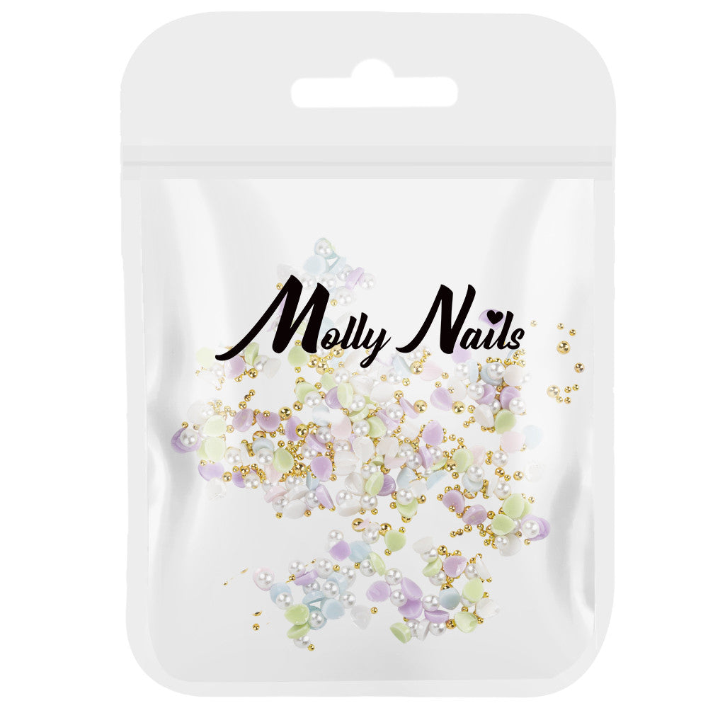 Molly Nails Ozdoby Do Paznokci Kwiatki Akrylowe + Kulki Mix Kolorów 150 Sztuk Nr 2