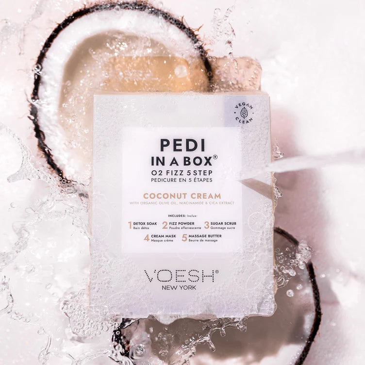 VOESH Coconut Cream Pedi In A Box O2 Fizz Zestaw Do Pedicure 5 Kroków