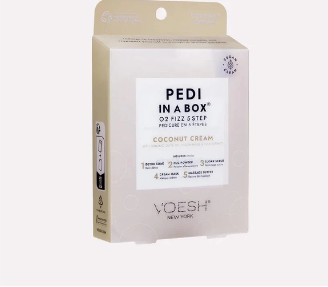 VOESH Coconut Cream Pedi In A Box O2 Fizz Zestaw Do Pedicure 5 Kroków