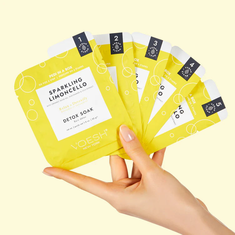 VOESH Sparkling Limoncello Pedi In A Box O2 Fizz Zestaw Do Pedicure 5 Kroków