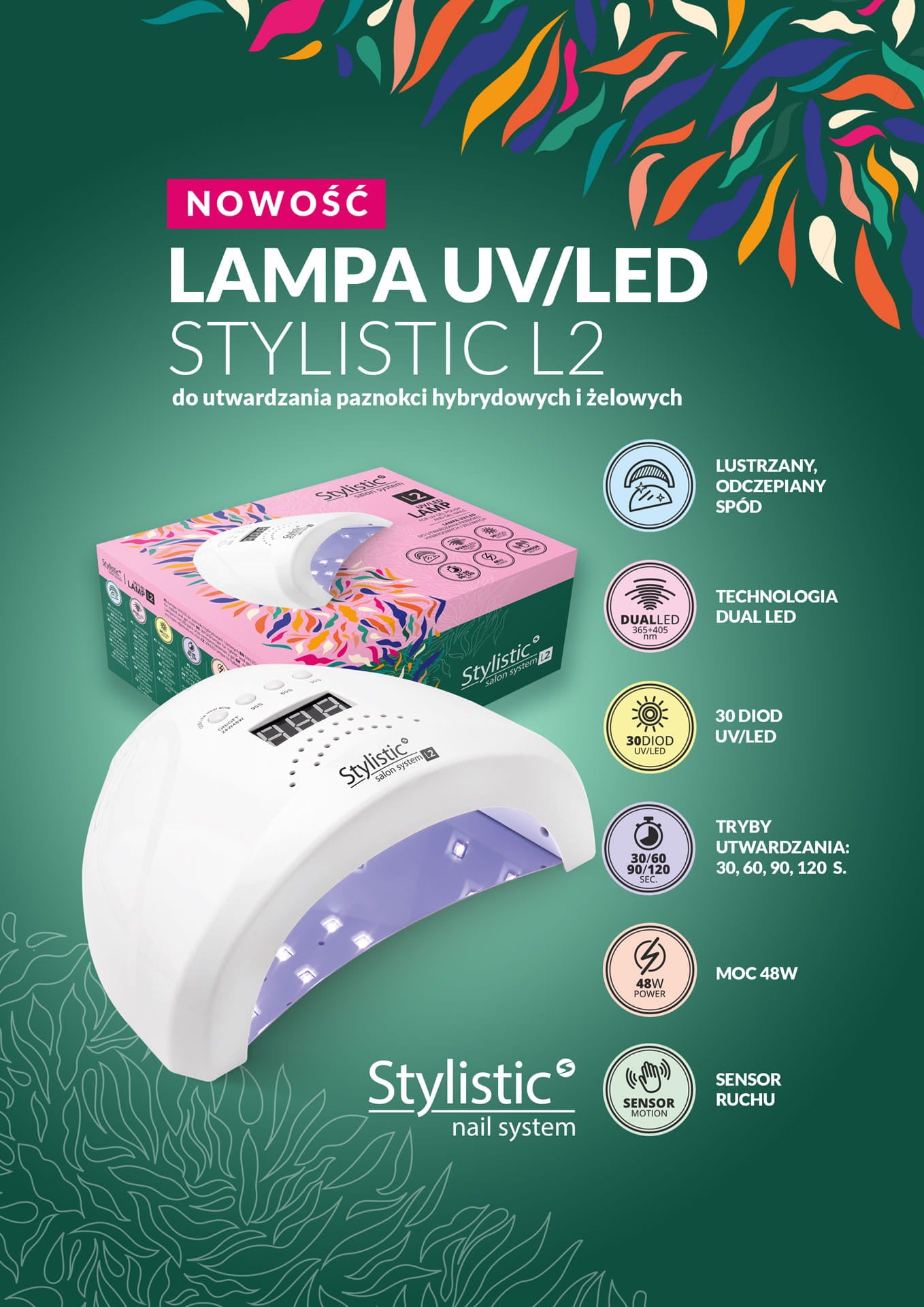 Stylistic Lampa L2 Uv/Led 48w Z Lustrzanym Spodem I Wyświetlaczem